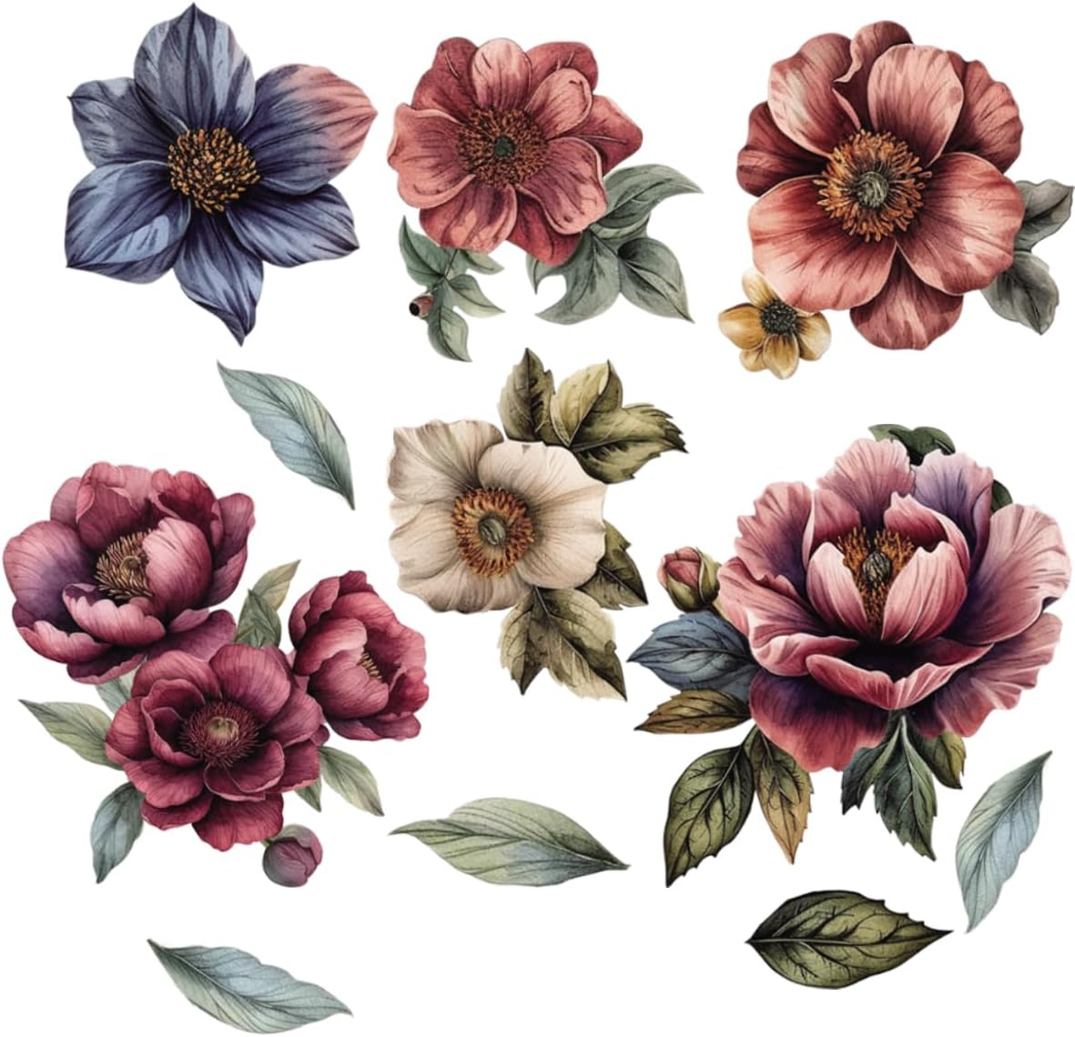 Runtoo Large Flower Wall Art Decals Boho Fabric Jumbo Floral Wall Stickers for Girls Bedroom Living Room Office Home Backdrop Decor