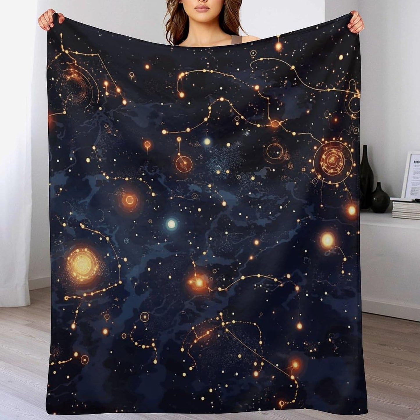 Star Constellation Map Blanket Super Soft Lightweight Throw Blanket Cute Cozy Warm Bed Blanket Decorative Fuzzy Blanket All-Season Home Decor Gift for Sofa Couch Living Room 50"*60"（130 * 150cm）
