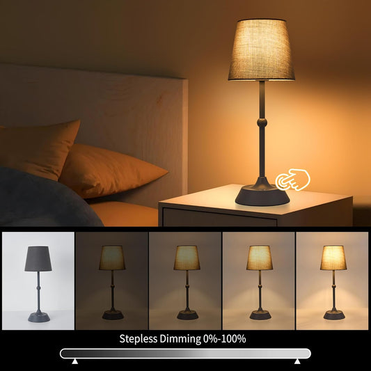 LED Cordless Grey Table Lamp Portable Dimmable Desk Lamp 6000mA Battery Powered Touch Control Table Lamp Dining Room,Bedroom,Bar,Camping,Balcony.