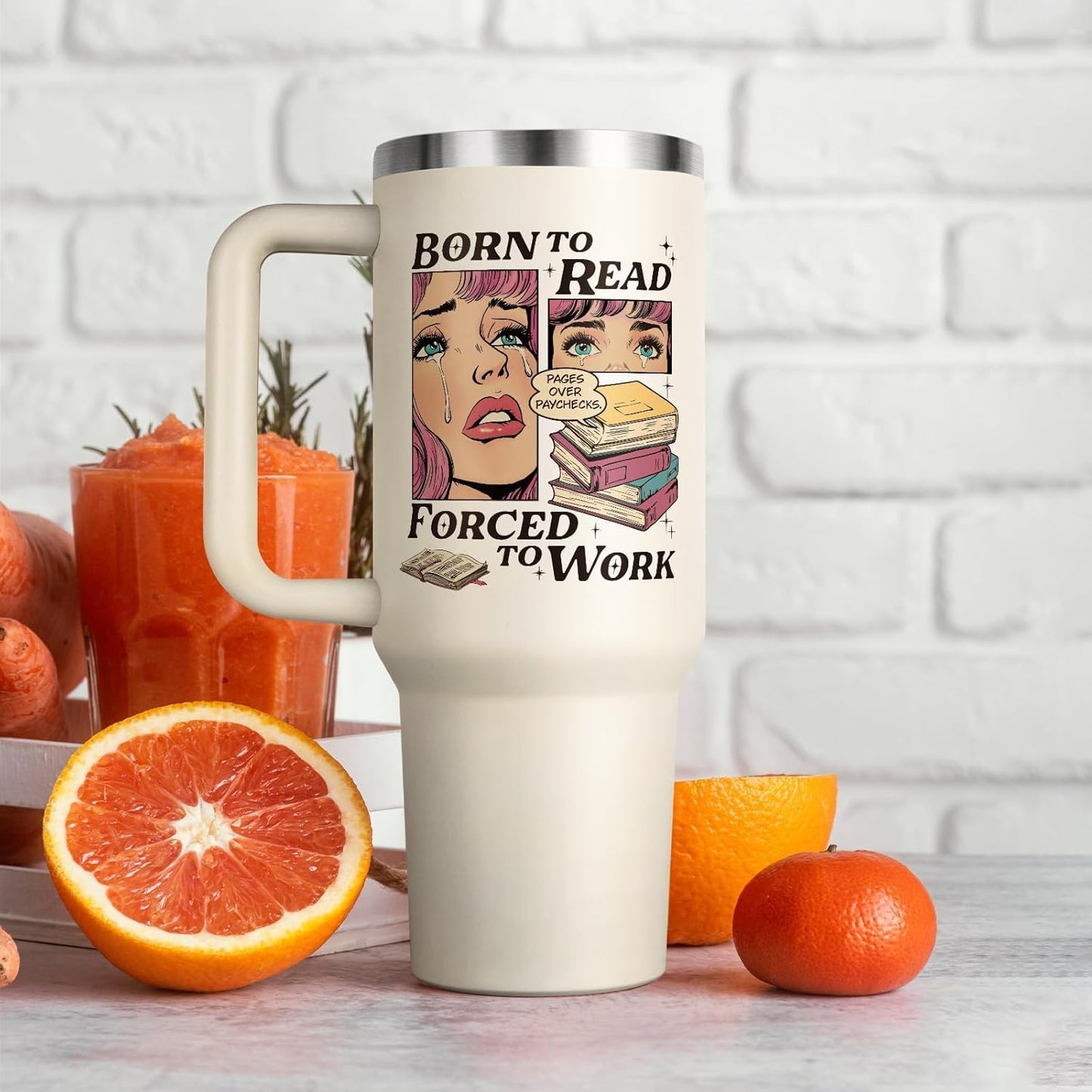 Shqiueos Funny Book Lovers Gifts for Women 40oz Tumbler with Handle and Straw Lid, Christmas Bookish Gifts, Reading Gift for Reader, Librarian, Nerd, Bookworm Cup Water Bottle, Book Themed Present