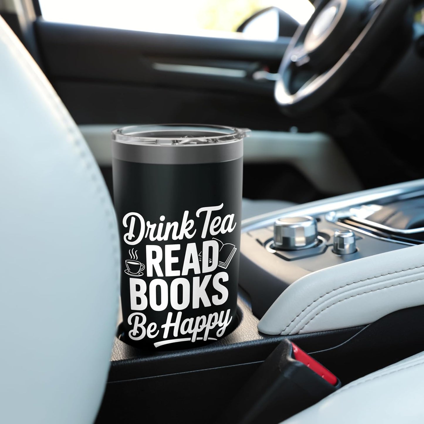 Drink Tea, Read Books, Be Happy Inspirational Quote Stainless Steel Insulated Tumbler