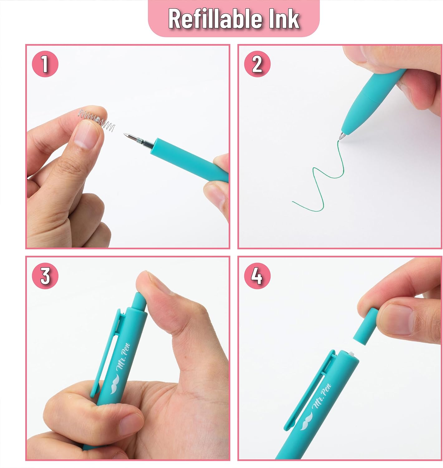 Mr. Pen- Retractable Gel Pens, 12 Pack, Fast Dry, Gel Pens Fine Point 0.7mm, Retractable Pens, Cute Pens