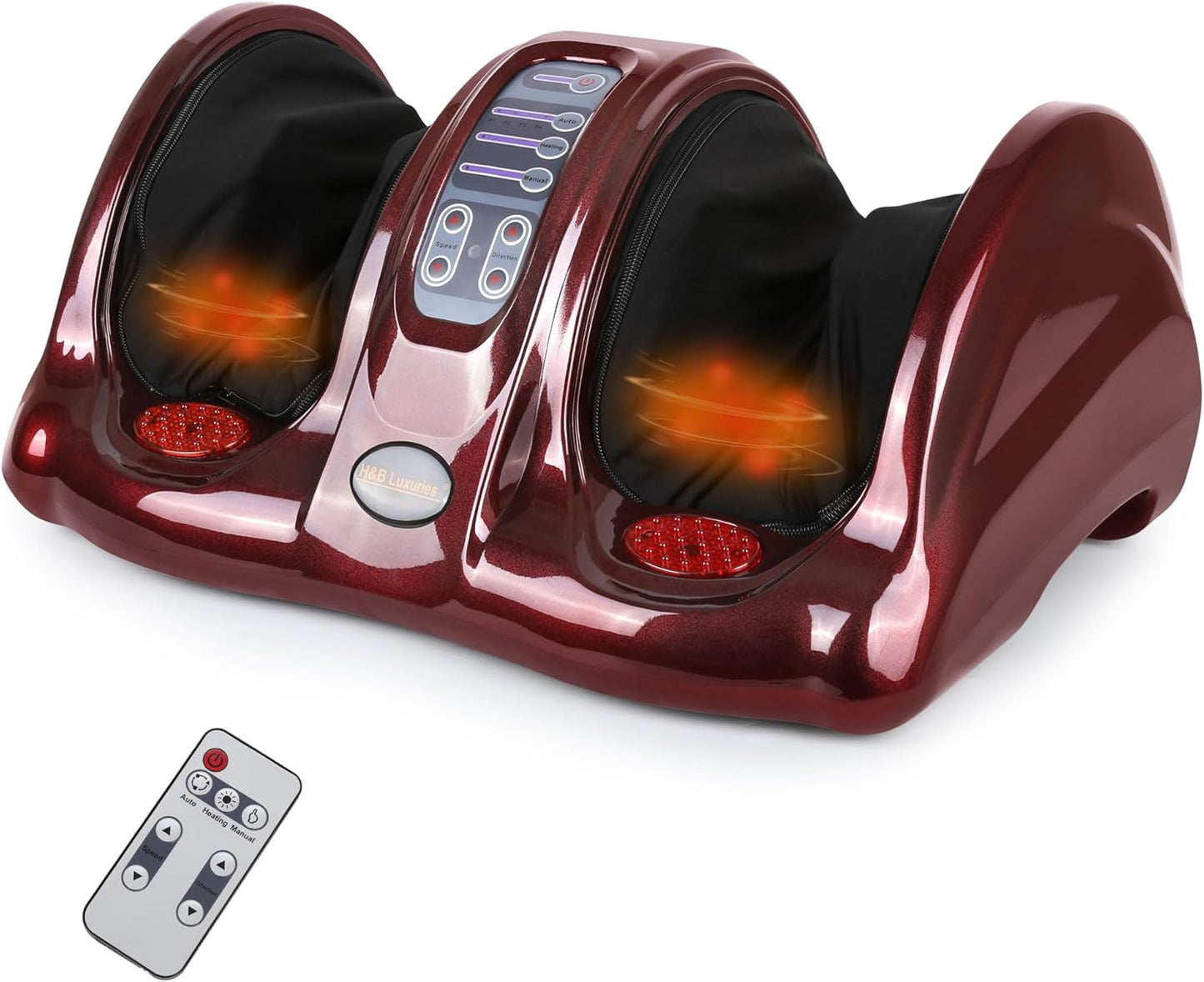 Foot Massager with Heat, Shiatsu Foot Massager for Circulation and Pain Relief and Heat Therapy, Ankle, Calves and Feet Massage with Deep Kneading Rolling, Gifts for Women Men Mother Father (RED)