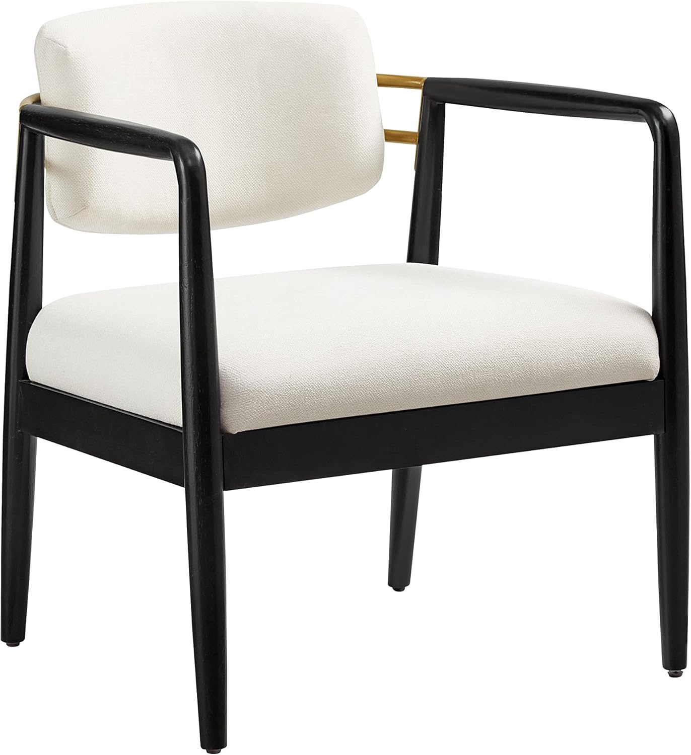 Ball & Cast Modern Accent Chair Upholstered Club Chair Comfy Side Armchair with Wooden Frame, Ivory