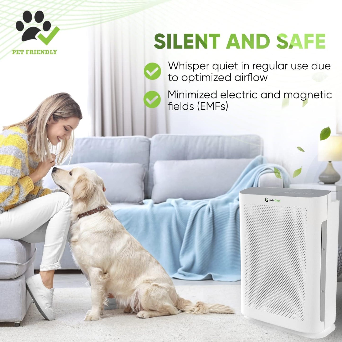 Air Purifier for Home Allergies & Pets | 4-in-1 H13 True HEPA Filter/Ionizer/Carbon + UV Light | Portable Air Purifiers for Large Room & Bedroom Odor Elimination - InvisiClean Aura II