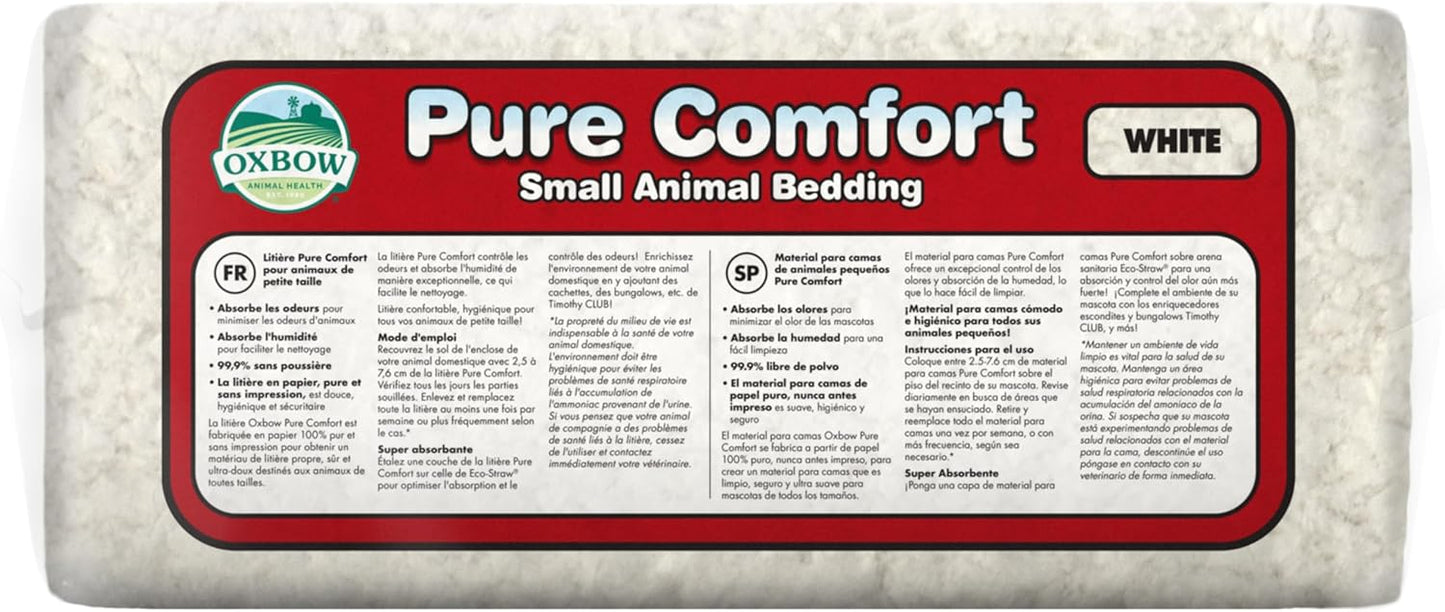 Oxbow Pure Comfort Bedding, Rabbit, Hamster, & Guinea Pig Bedding, Bunny Supplies for Litter Box, Pet Safe, Low Dust, White Paper, 72 Liter Bag