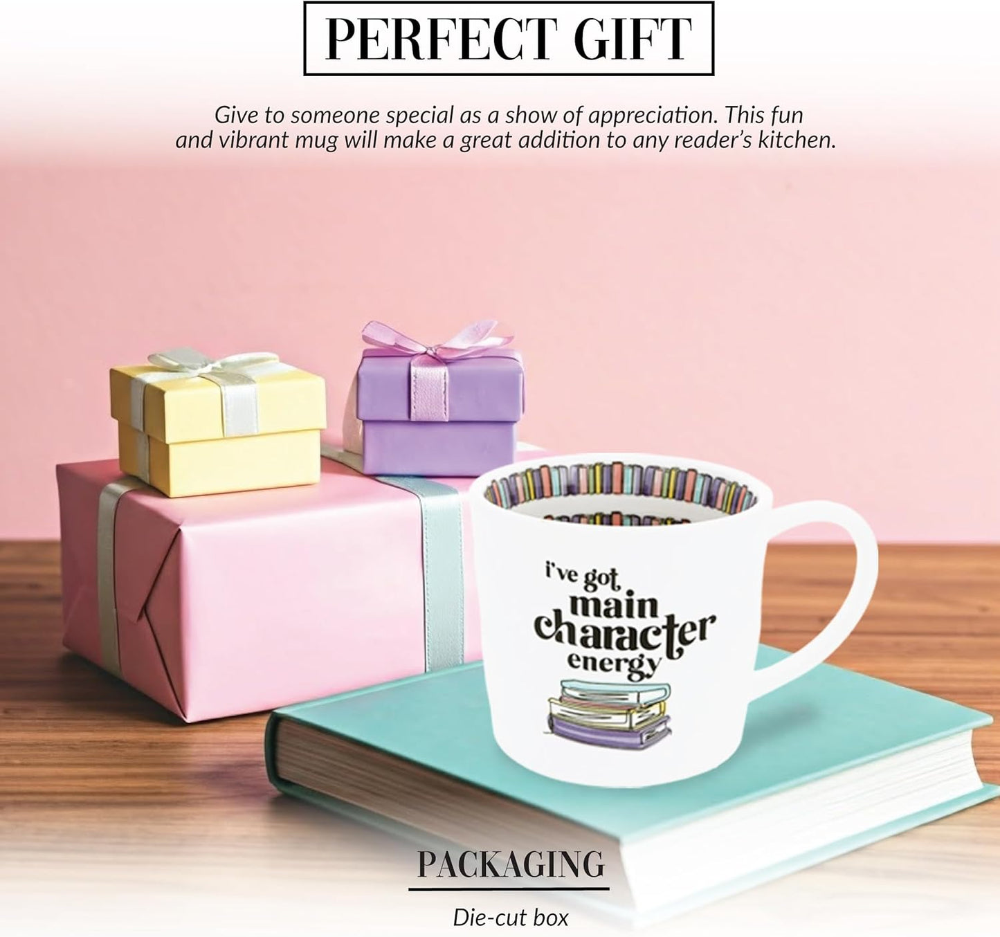Pavilion Gift Company - Main Character - 16 oz Ceramic Mug Coffee Tea Main Character Reading Book Lover Reader Librarian Drinkware