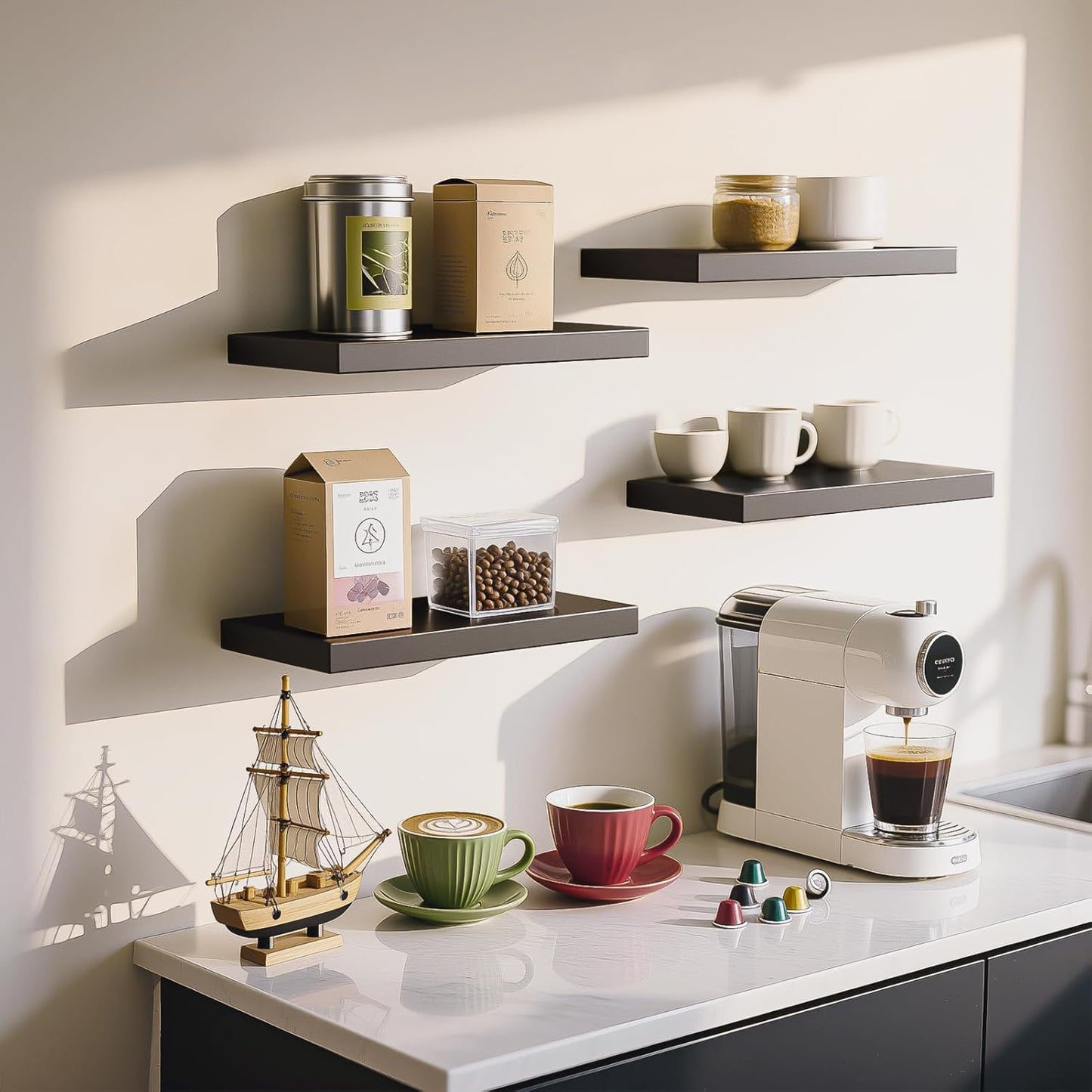 Floating Shelves for Wall - All-Metal Construction Heavy Duty Bathroom Shelves, Floating Shelves Rustproof & Waterproof, Wall Mount Shelves for Bathroom, Kitchen, Bedroom, Office (2 Pack)