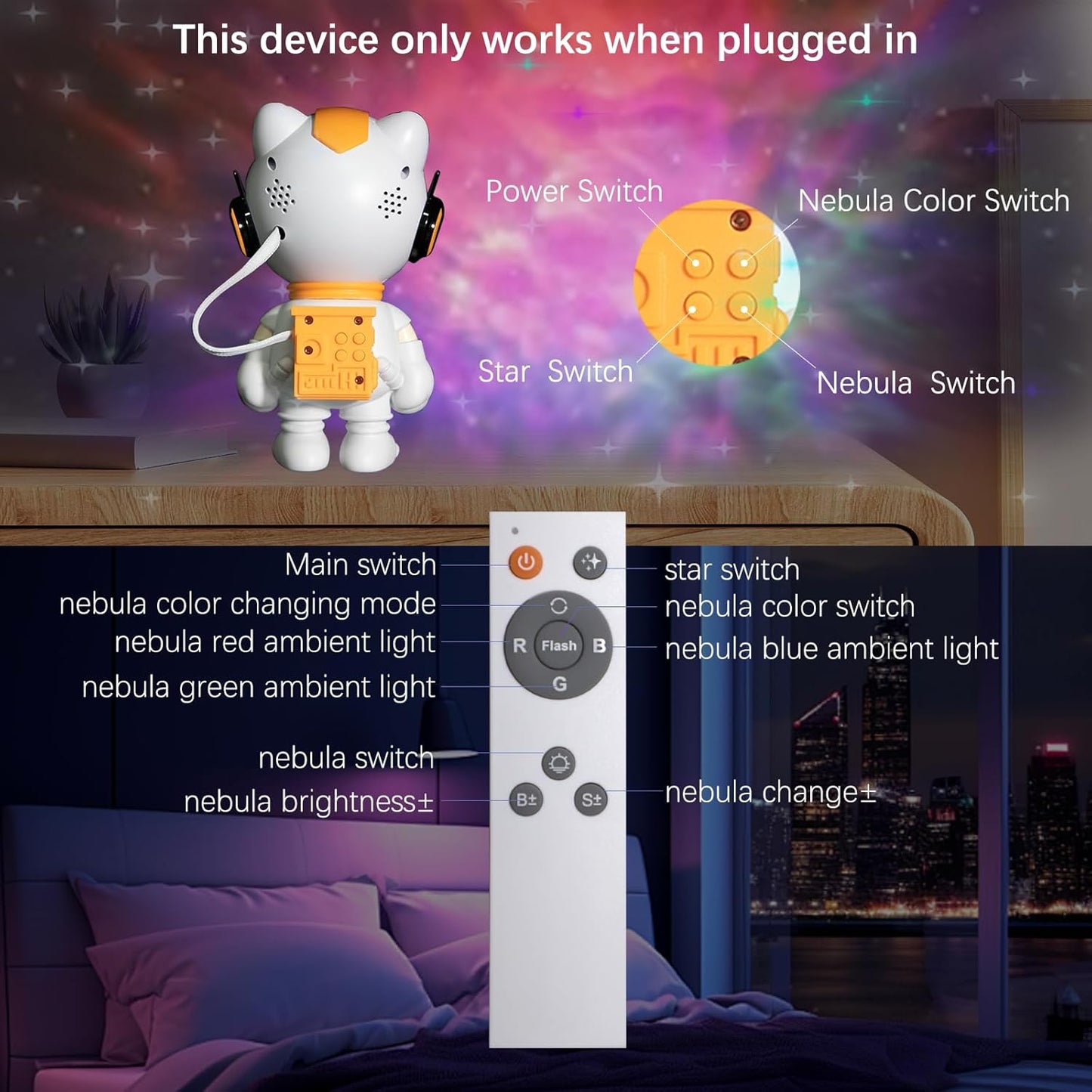 Start Projector-8 Colors Northern Light,Starry Nebula Ceiling LED Lamp, Robot Astronaut Galaxy Projetor with Remote,Galaxy Projector for Kids Room Decor Aesthetic,Star Projector for Bedroom