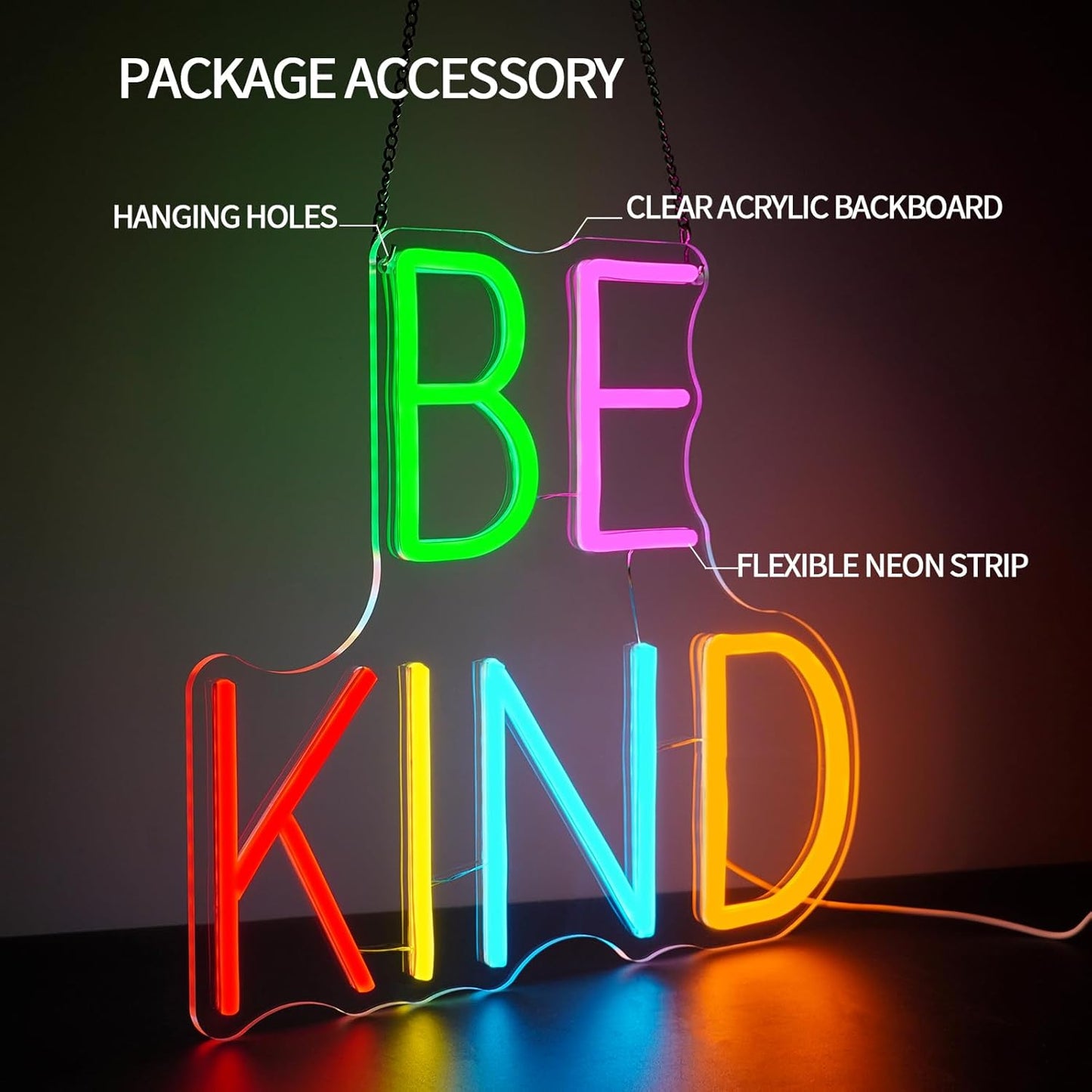 Be Kind Neon Sign Dimmable Kindness Neon Light Sign for Wall Decor Inspirational Letters Led Signs for Bedroom Kids Room Reading Corner Library Classroom Club Decor Gifts 12.6" x 13.7"