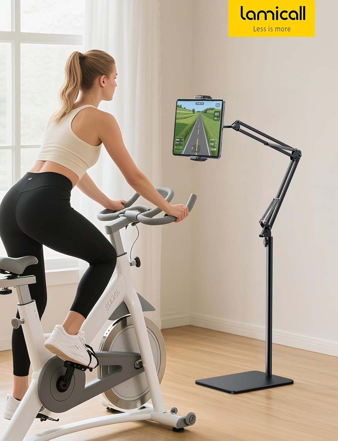 Lamicall Tablet Floor Stand Holder - [55" Height Adjustable][ Flexible Arm] 5lb Base Tablet Holder, Multi Angle Bed Mount Gifts for 4.7-13" Devices, iPad Pro Air, Tabs, E-Readers, Kindle Accessories
