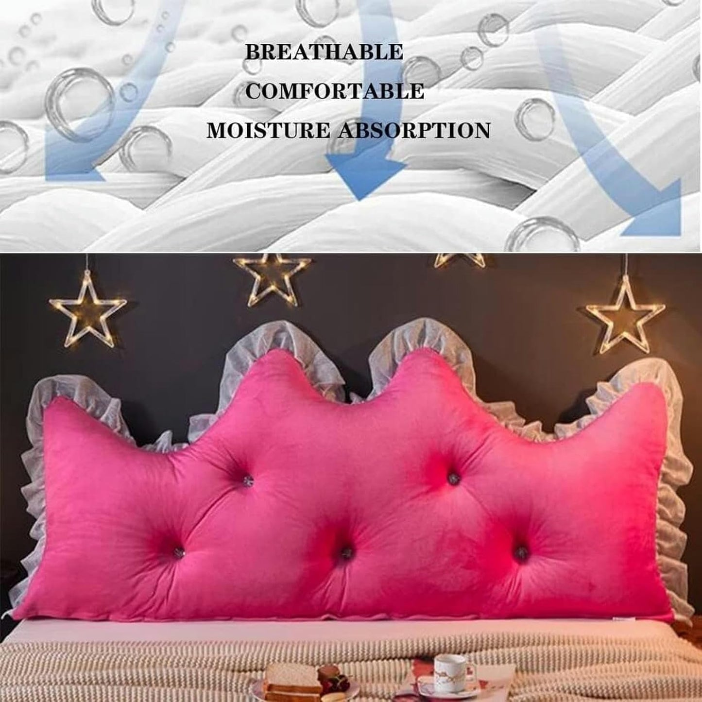 Headboard Pillow, Daybed Reading Pillow Bedside Cushion Lumbar Pillows Removable Cusion Bolster Support Wedge Pillow Bed Rest Pillows(Grey,180cm)