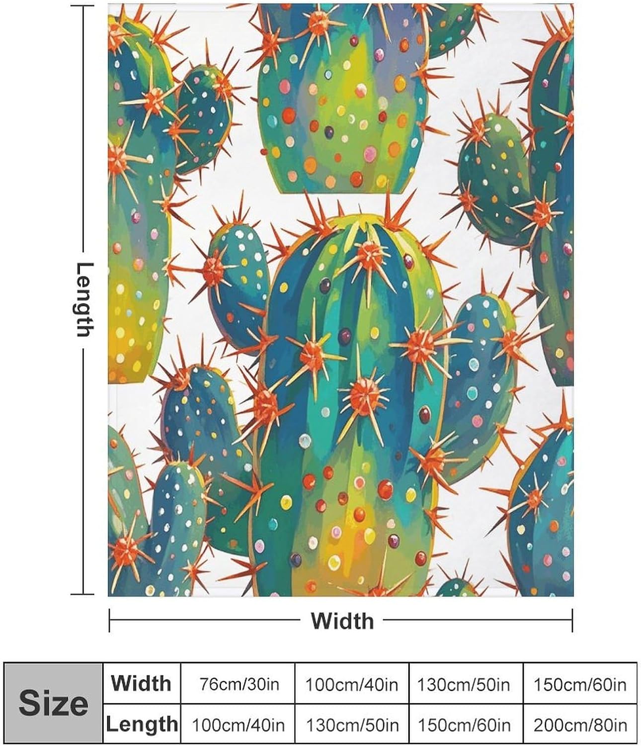 Cute Cactus Seamless Illustration Blanket Super Soft Lightweight Throw Blanket Cute Cozy Warm Bed Blanket Decorative Fuzzy Blanket All-Season Home Decor Gift for Sofa Couch Living Room 50"*60"（130*150