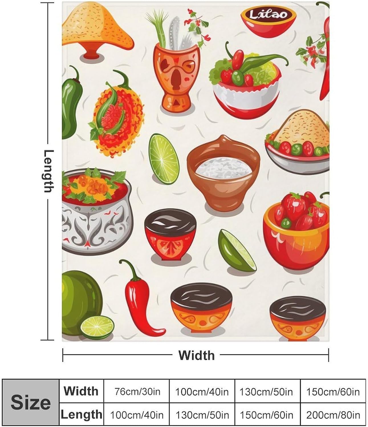 Custom Flannel Fleece Throw Blanket for Adults 50x60 Lightweight Mexican Salsa Symbols Bedtime Blanket Soft Warm Blankets for Bed Couch Sofa Camping Picnic Wedding Gift Winter Home Decora
