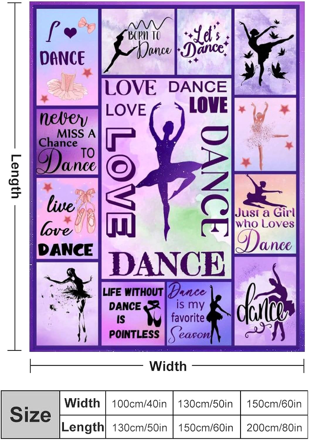 Dancer Gifts Blanket Dance Life Flannel Fleece Throw Blankets for Sofa Couch Bed Office All Season 50"X40"