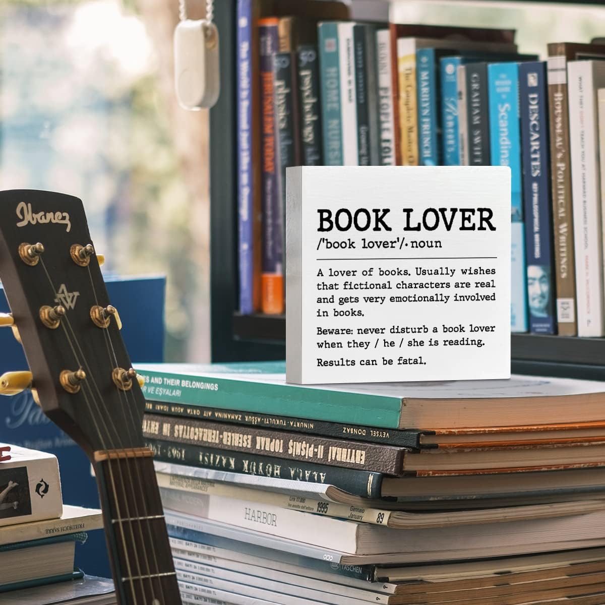 Book Lover Desk Decor Wooden Box Sign, Book Lover Definition, Book Worm Nerd Decor for Home Bedroom Bookish Book Reader Librarian Decoration Book Lover Gifts for Women Men Teen Girls