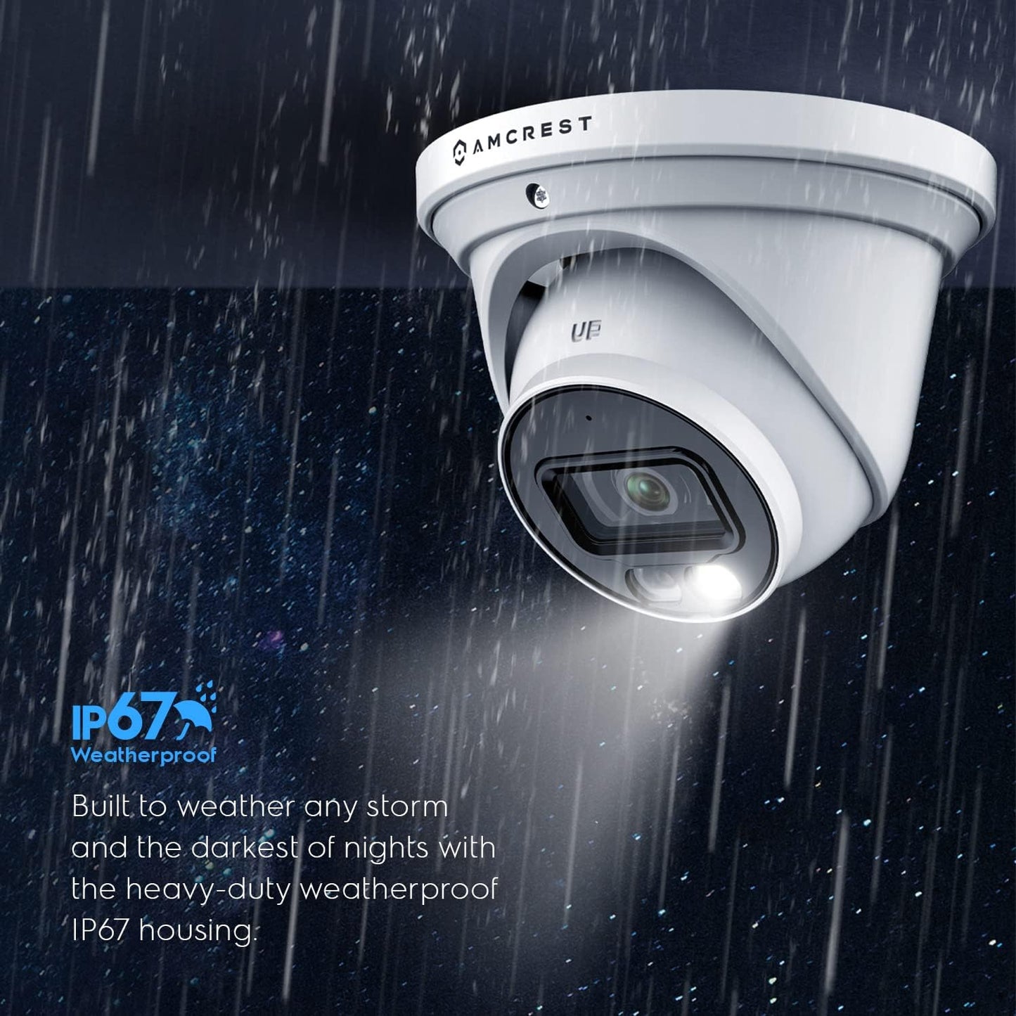 Amcrest 5MP AI Turret IP PoE Camera w/ 49ft Nightvision, Security IP Camera Outdoor, Built-in Microphone, Human & Vehicle Detection, Active Deterrent, 129° FOV, 5MP@20fps IP5M-T1277EW-AI