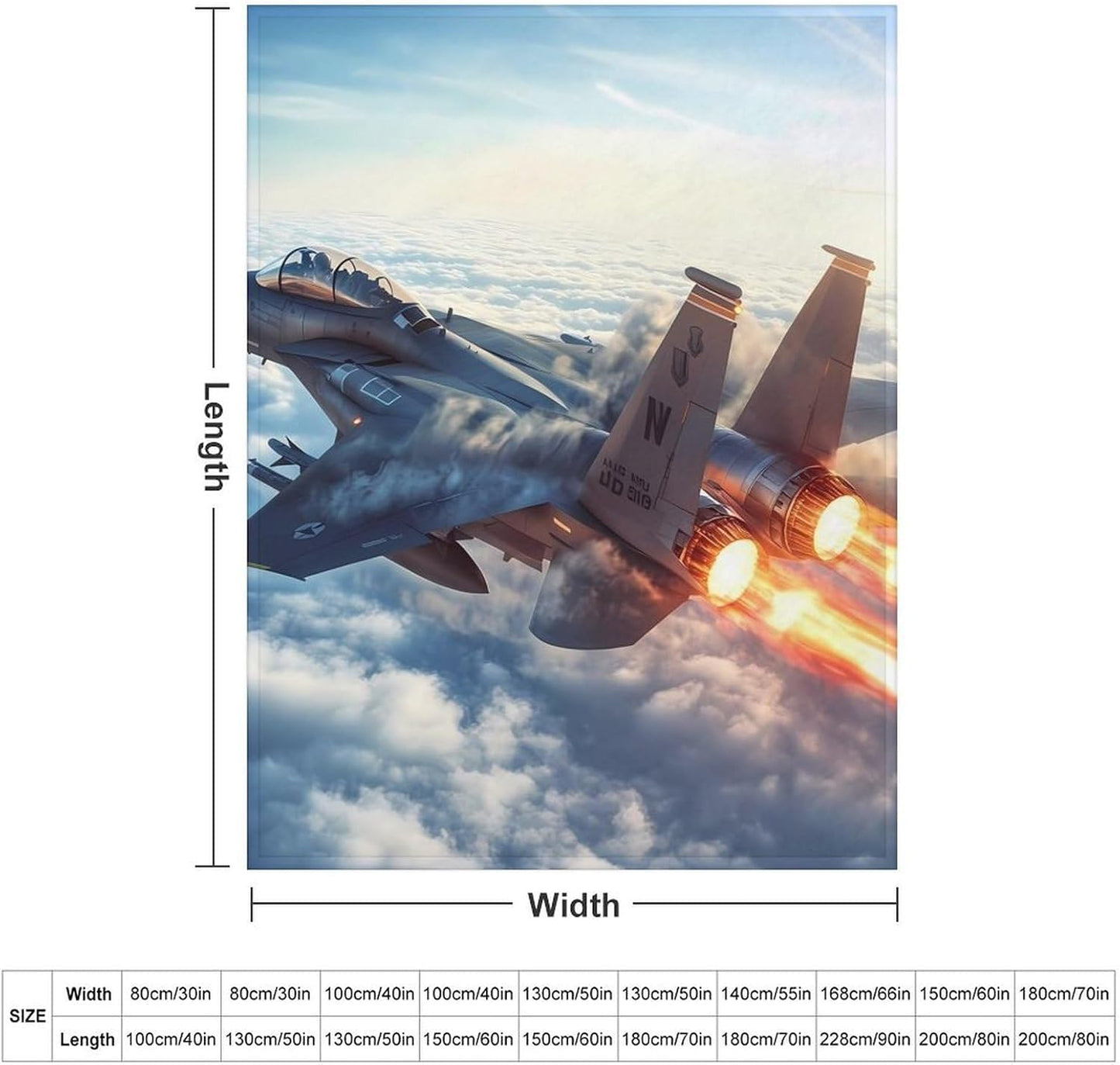 Military F-15 Ea-gles Fighter Jet Aircraft Throw Blanket for Couch Bed Plush Cozy Fuzzy Flannel Blanket for All Season 60"x80"