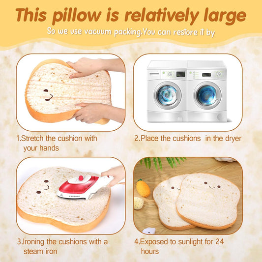8 Pcs Toast Floor Cushions for Kids Classroom Cute Floor Pillows 15'' x 15'' Flexible Seating Seat Cushion Chair Pads for Toddlers Back to School Daycare Nursery Preschool Kindergarten Home Yoga