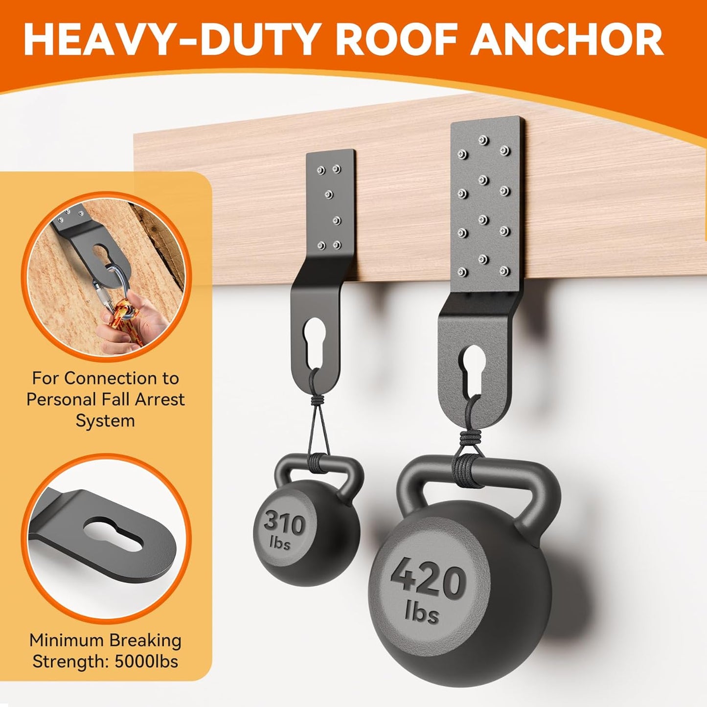 Heavy Duty Roof Safety Anchor,Roof Anchors For Fall Protection Connects To Wood Surfaces,Permanent Roof Anchor Use With Roofing Harness, Safety Ropes And Other Roof Safety Equipment(3 Pcs)