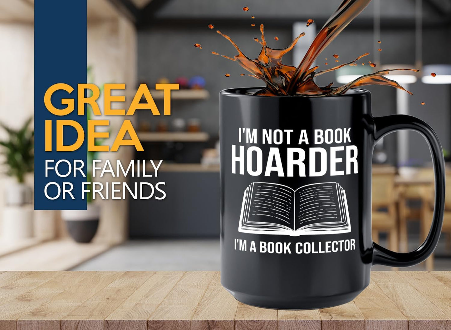 Book Lover Coffee Mug 15oz Black -Im not a - Bookworm Literature Library Book Lover Reader Booked Editor Intellectual Studious