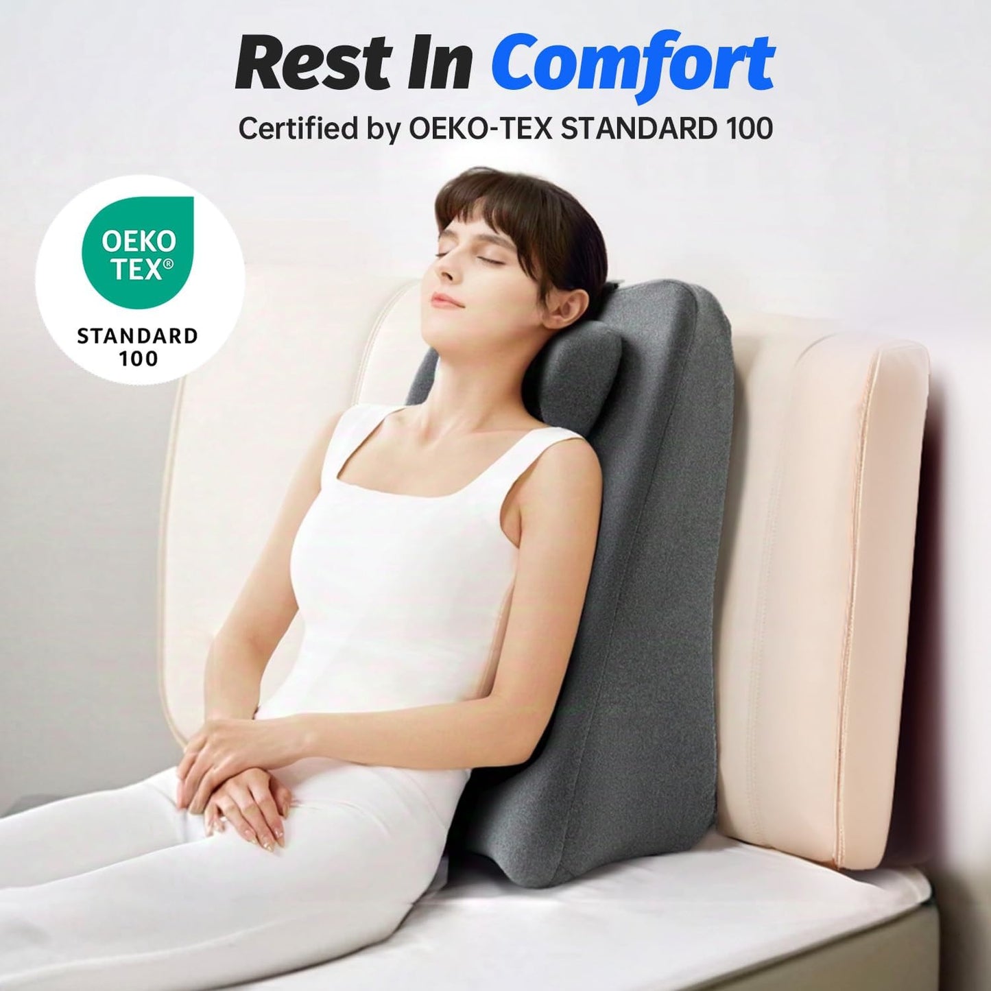 Reading Pillow, Lumbar Support Pillow for Couch, Sofa Bed Support, Bed Pillow for Sitting up,Ergonomic Memory Foam Pillow for Acid Reflux & Back Discomfort, with Removable Cover Gray