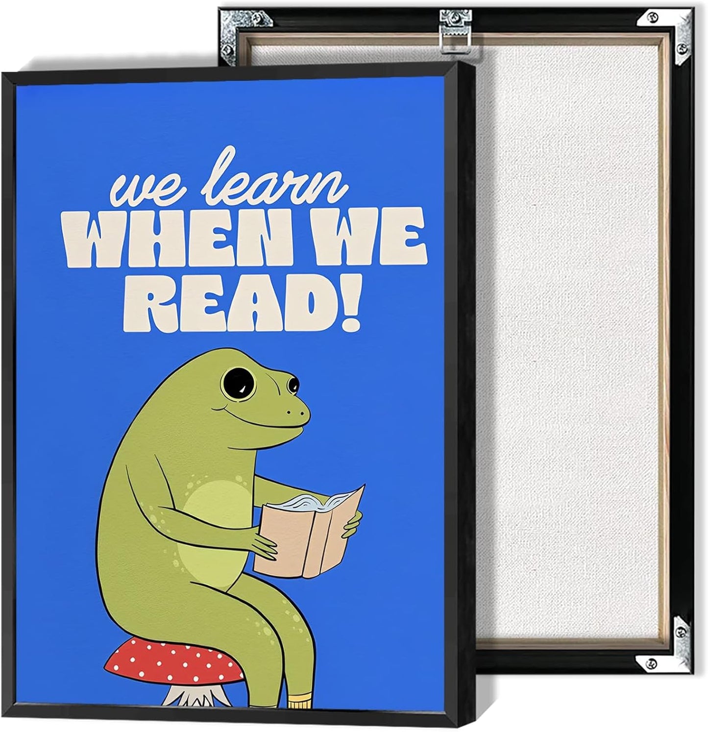 Inspirational Educational Posters Vintage Cartoon Book Reading Canvas Wall Art Positive Quote When We Read Prints Painting For Classroom Kids Room Nursery Wall Decor 12x16in Unframed