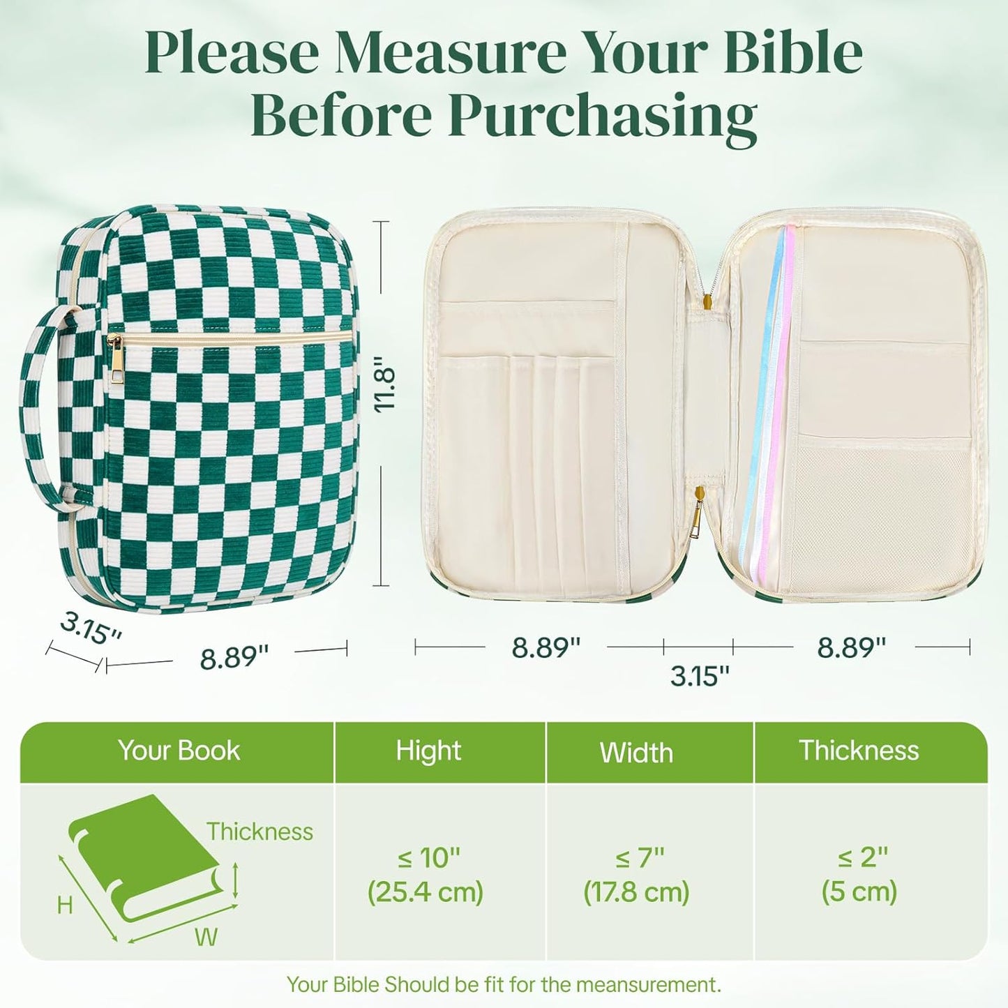 Large Quilted Bible Cover with Handle, Protective Bible Carrying Case with Pockets, All-in-One Bible Study Organizer for Church & Daily Study, Christian Gift for Women
