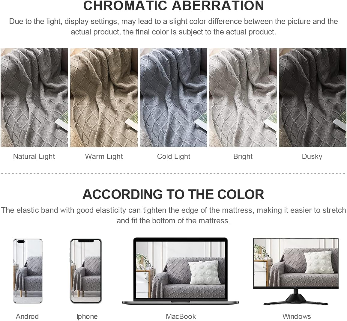 BOURINA Light Grey Throw Blanket 50 x90 Inches Throw Textured Solid Soft Sofa Throw Bed Runner Couch Cover Knitted Decorative Blanket Bed Runner