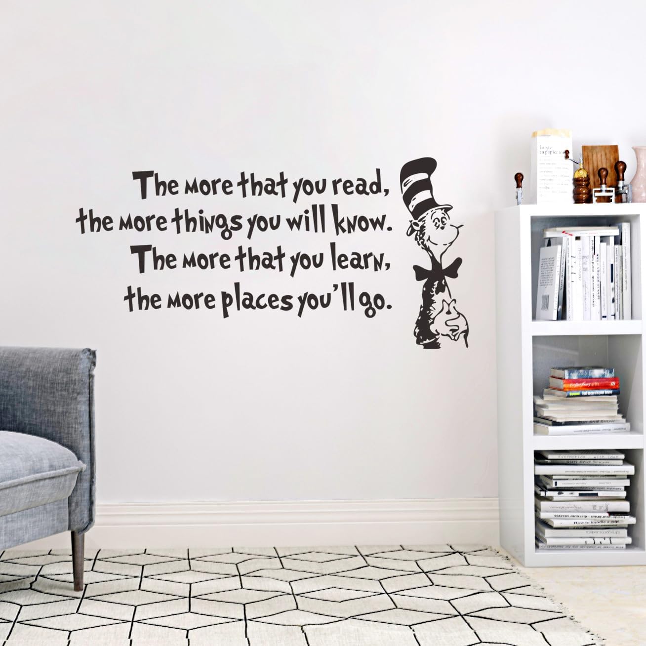 Removable Vinyl Black The More That You Read, The More Things You Will Know Inspirational Education Wall Decals Stickers Decor for Kids Bedroom Living Room Classroom Offices
