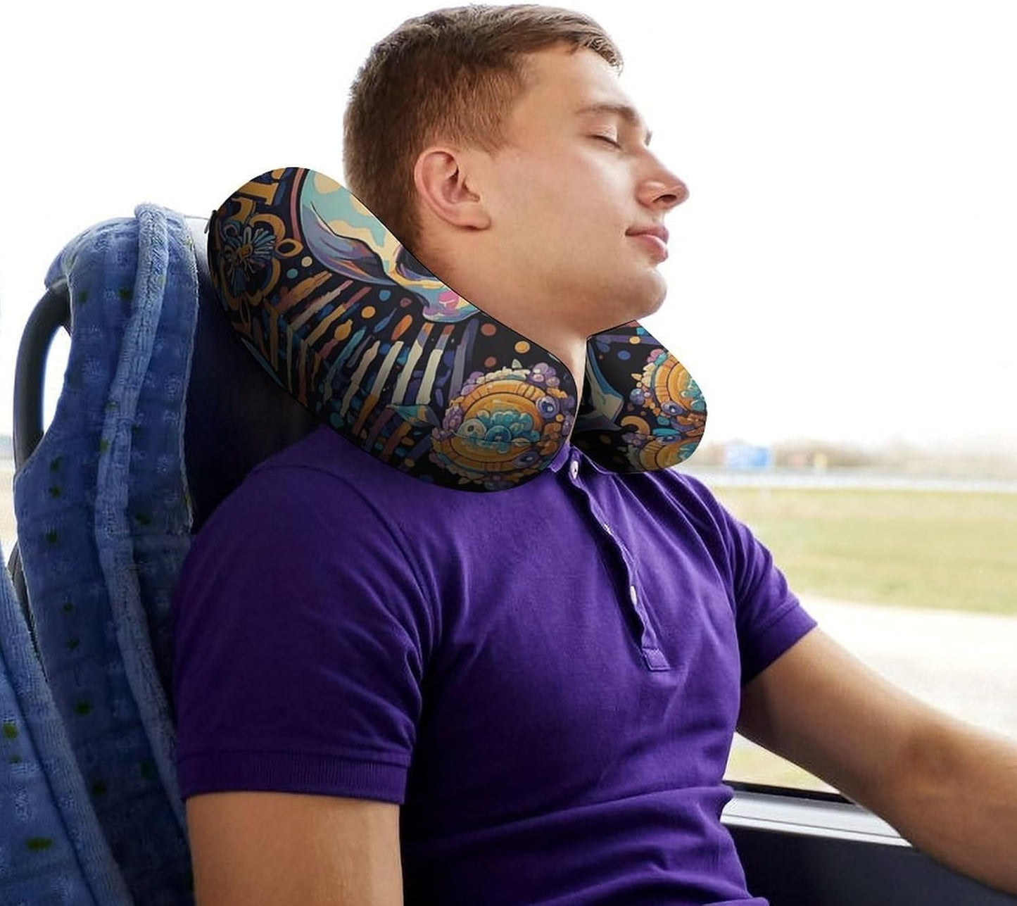 Cool Skull Graphics Neck Pillow Memory Foam U Shaped Pillows Portable Pillows for Shoulder Travel Head Support Pillow with Concealed Zipper for Airplane Car Home Office