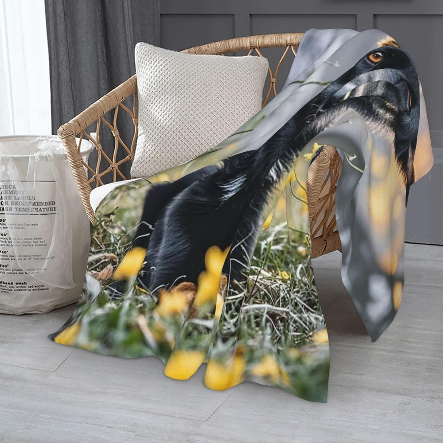 Throw Blanket Soft Cozy Bed Blanket 50"x40" Reversible Plush Blanket Black German Shepherd Dog Flannel Blankets Warm Cozy Throws for Sofa Lightweight Blankets for Couch Bed