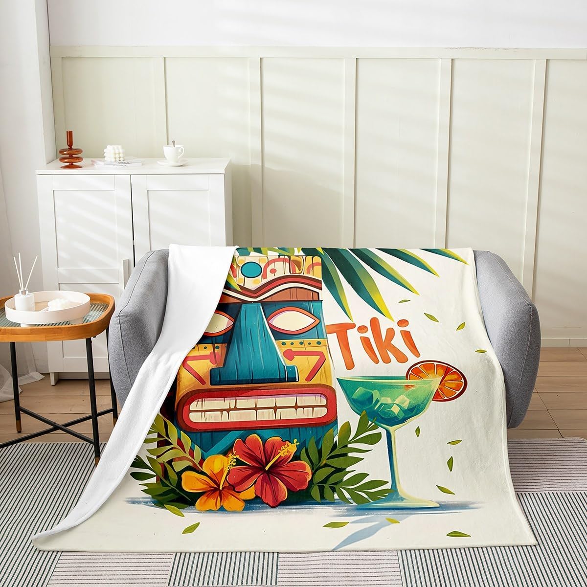 Erosebridal Hawaii Throw Blanket for Kids Boys Girls,Tropical Palm Fleece Flannel 30x40 inch,Tiki Bar Bed Blanket,Holiday Soft Warm for Baby,Pets,Leg Cover