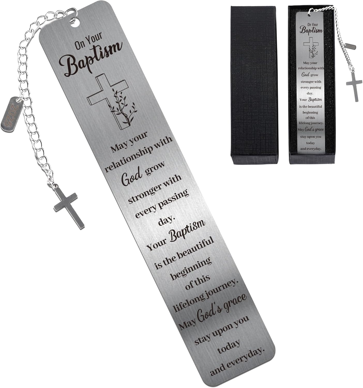 Christian Baptism Bookmark Gift, Christian Metal Bible Marker with Engraved Blessing, First Communion Confirmation Gifts for Teen Girls Boys, Christmas Birthday Gifts