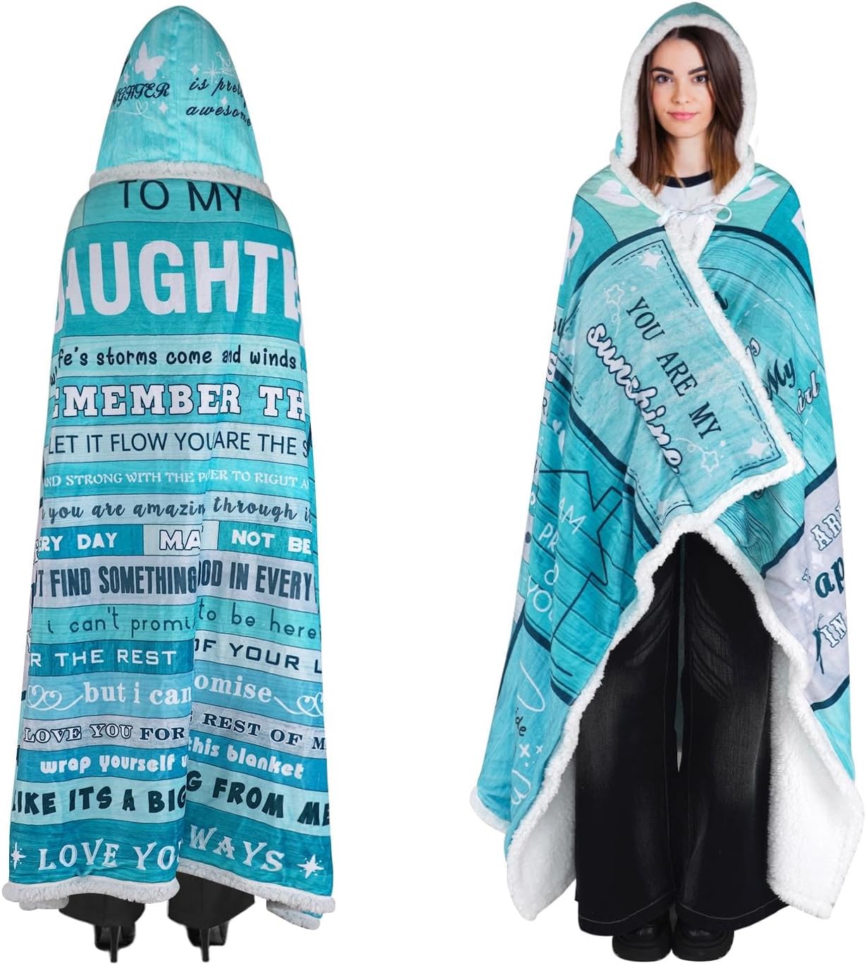 to My Daughter Gifts from Mom, Mother's Day Birthday Gift Sherpa Flannel Wearable Hoodie Blanket Gifts for Adult Daughter, Couch Blanket Hoodie Gift