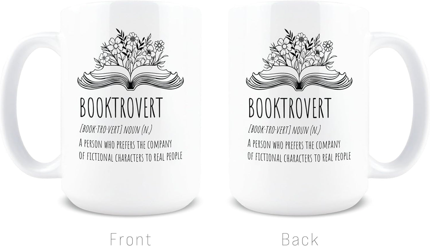 Hogg Booktrovert Mug, 15 oz Ceramic Funny Coffee Cup, Booktrovert Coffee Mug, Book Lover Gifts, Introvert Gifts