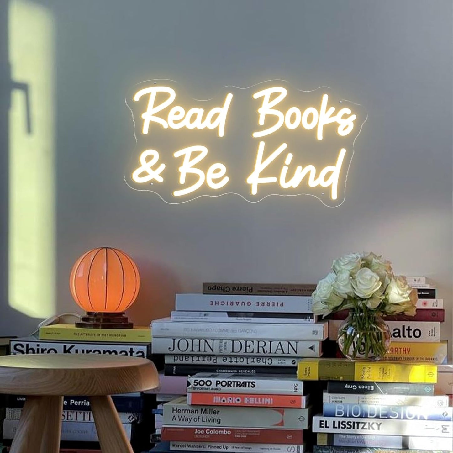 Read Books And Be Kind Neon Sign for Wall Decor, Dimmable Neon Light Signs for Bedroom LED Signs for Classroom Bookstore Library Study Reading Study Room Decoration