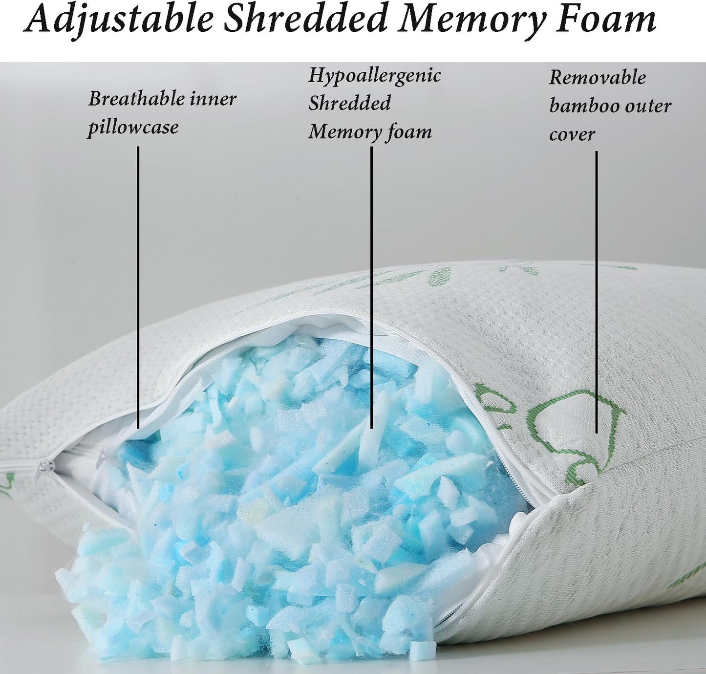 Body Pillow for Adults Shredded Memory Foam Long Full Body Pillow for Sleeping with Breathable Cover Firm Hug Large Pillows for Side/Back Sleepers 20x54