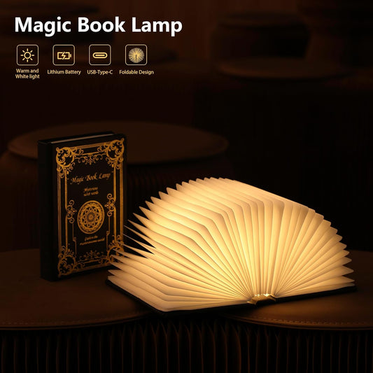 Magic Book Lamp, 3-Color Adjustable Reading Light, Portable Foldable Paper Desk Lamp for Night Reading, 1200mAh Battery,Creative Home Decoration & Ideal Gift for Book Lovers