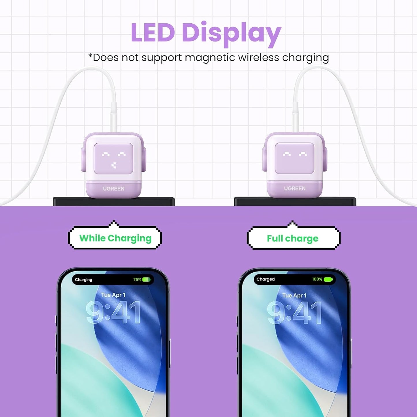 UGREEN Uno 65W USB C Charger Block, 3-Port GaN Fast Charging for iPhone 17, Galaxy S26, Gifts for Women with Bow, for MacBook Pro/Air/Neo, XPS, Galaxy S26/S25, Steam Deck, ROG Ally, Kawaii Purple