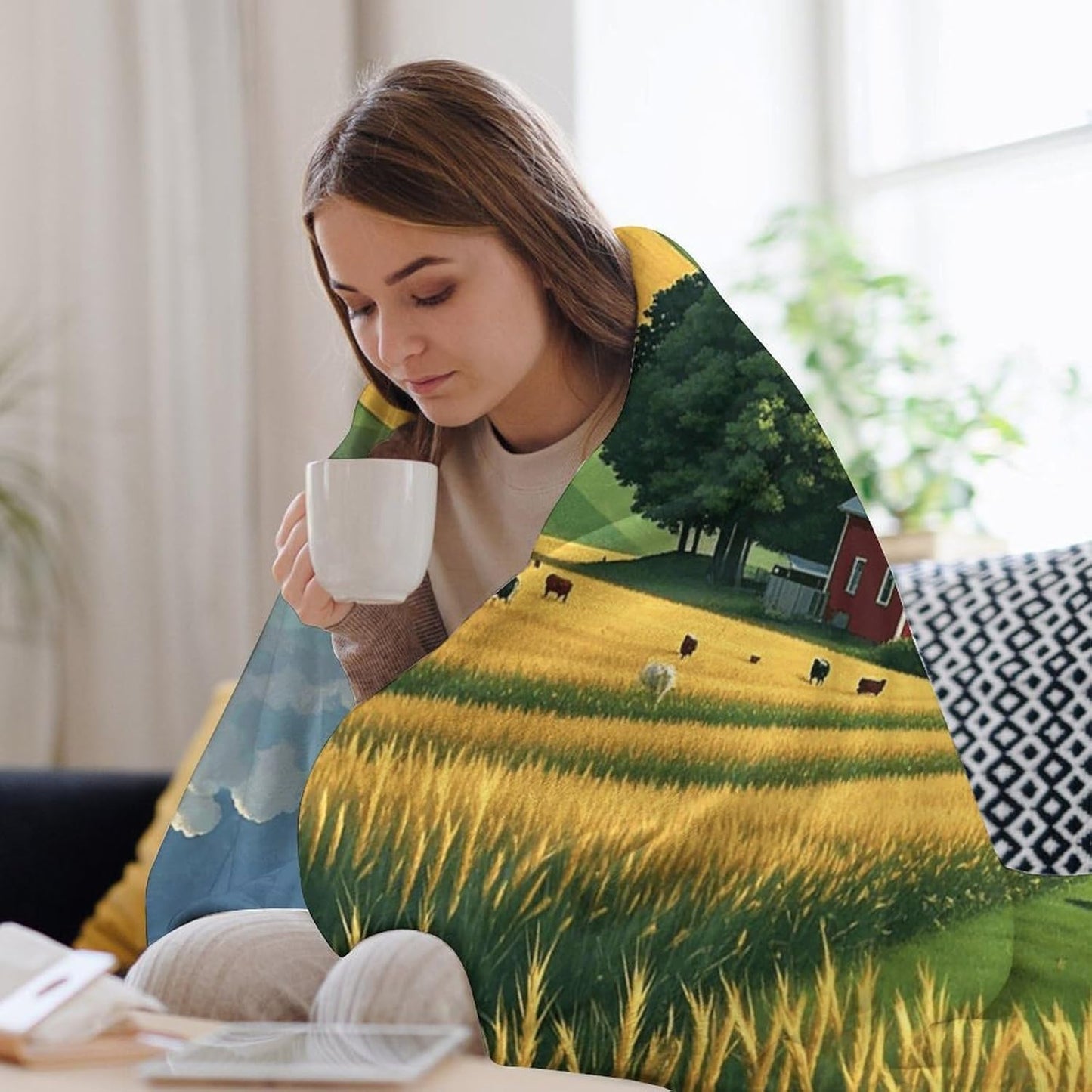 Country Farm Blanket Super Soft Lightweight Throw Blanket Cute Cozy Warm Bed Blanket Decorative Fuzzy Blanket All-Season Home Decor Gift for Sofa Couch Living Room 50"*60"（130 * 150cm）