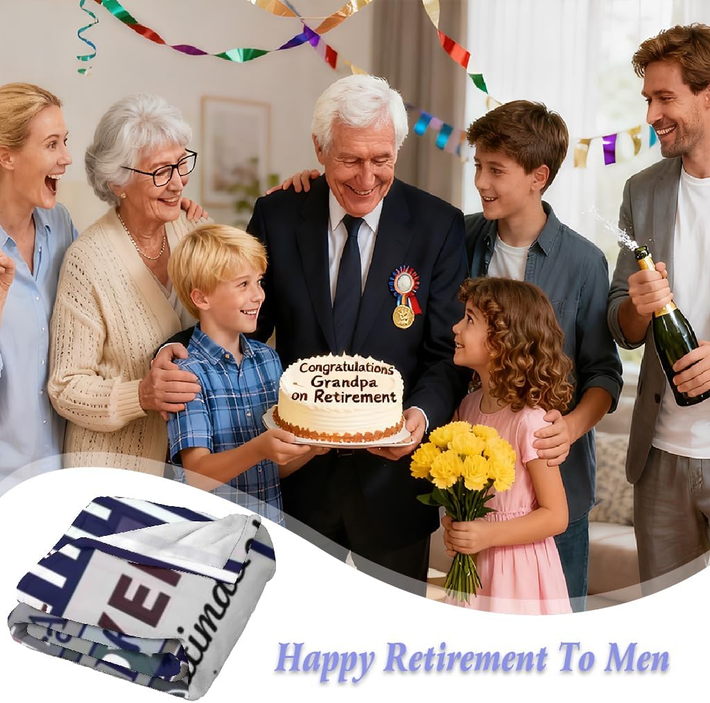 Retirement Gift for Men, Best Gifts for Retirement Men, Happy Retirement Gifts Ideas, Funny Farewell Presents for Coworker/Teacher/Dad, Retirement Party Decorations Blanket 50"X60" (Blue, 50"x60")