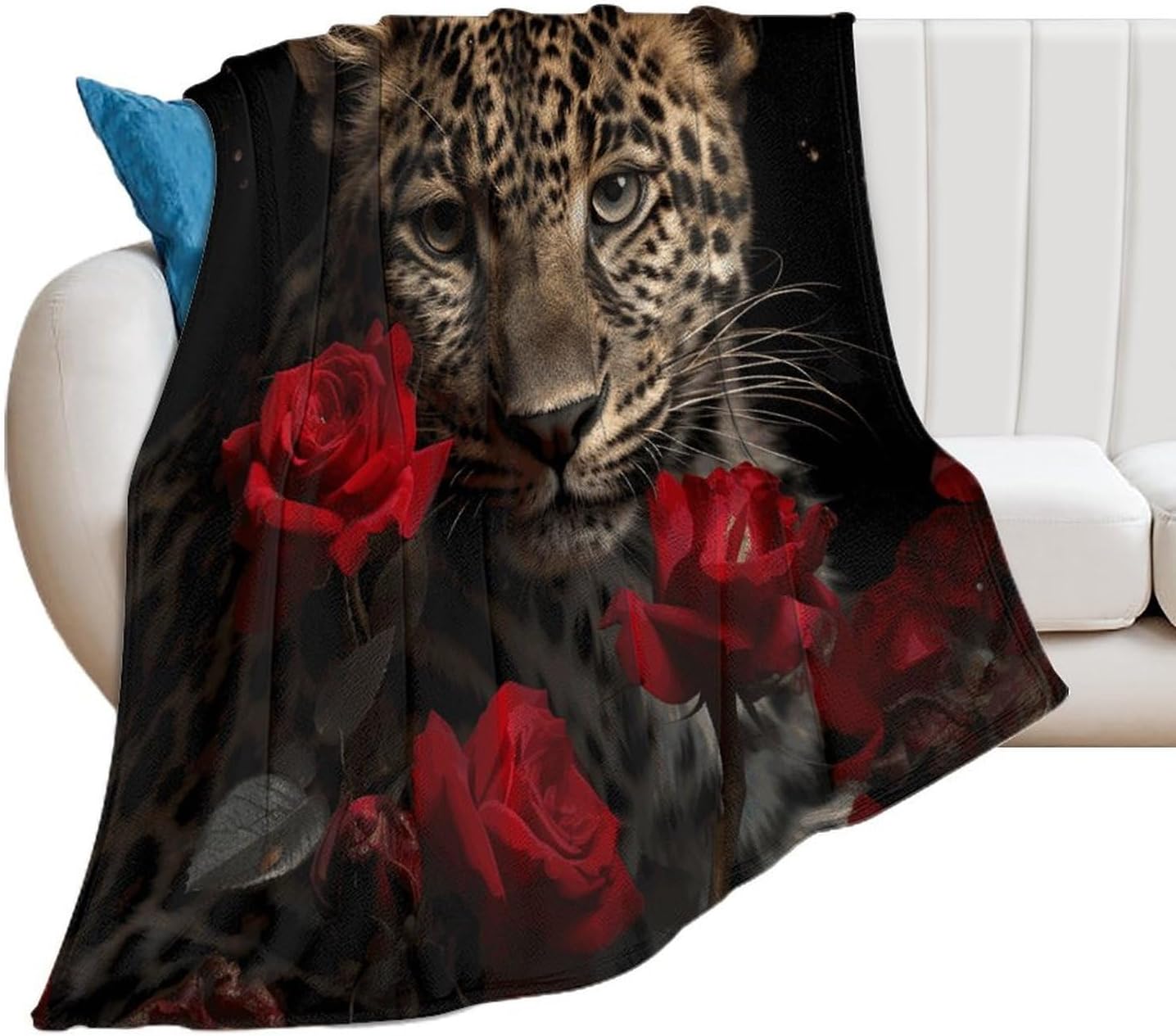 Rose Leopard Throw Blanket for Couch Super Soft Warm Lightweight Throw Blankets Cozy Flannel Bed Blanket Cute Decorative Blankets for All Seasons Home Decor Gift 30"*40"（76 * 100cm）