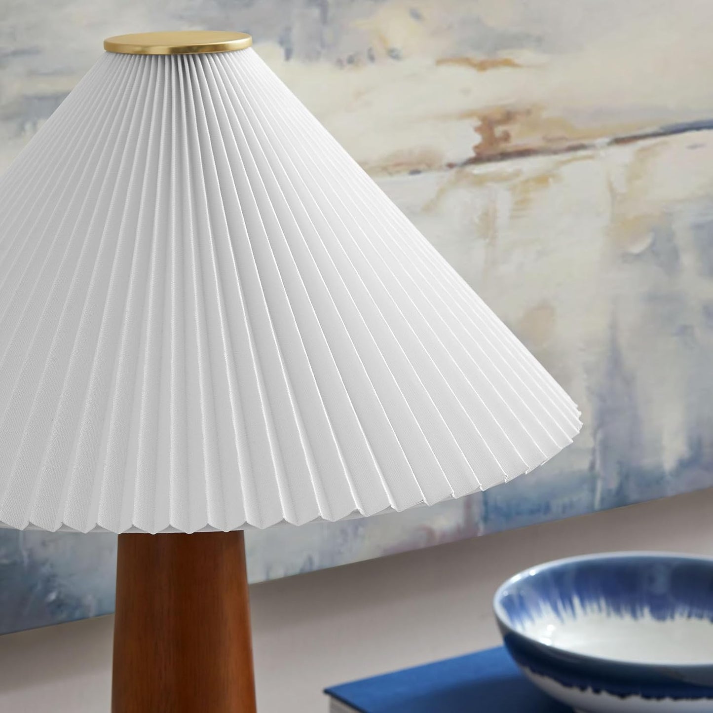 Modway Jessica Pleated Table Lamp in Walnut