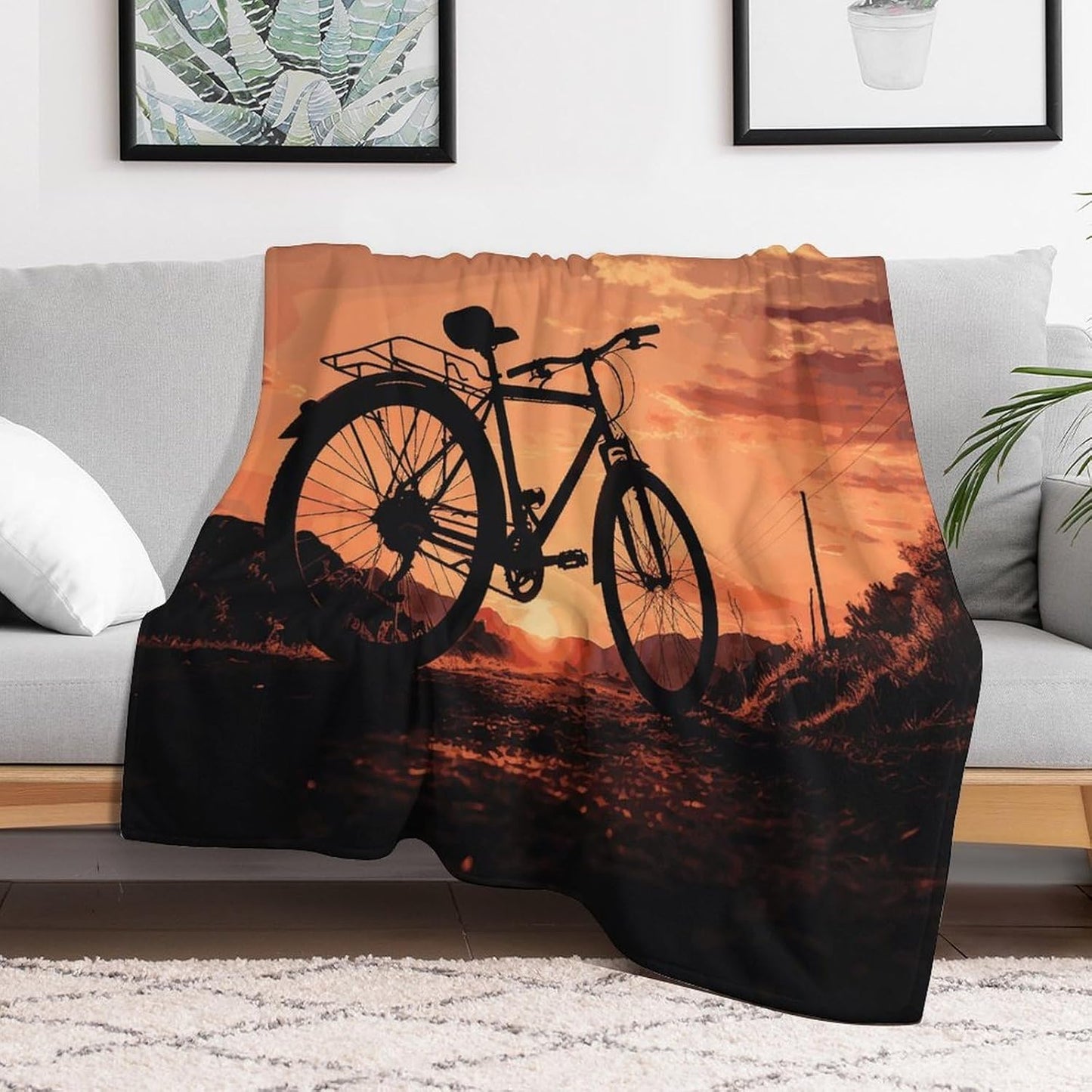 Road Bicycle Blanket Super Soft Lightweight Throw Blanket Cute Cozy Warm Bed Blanket Decorative Fuzzy Blanket All-Season Home Decor Gift for Sofa Couch Living Room 60"*80"（150 * 200cm）