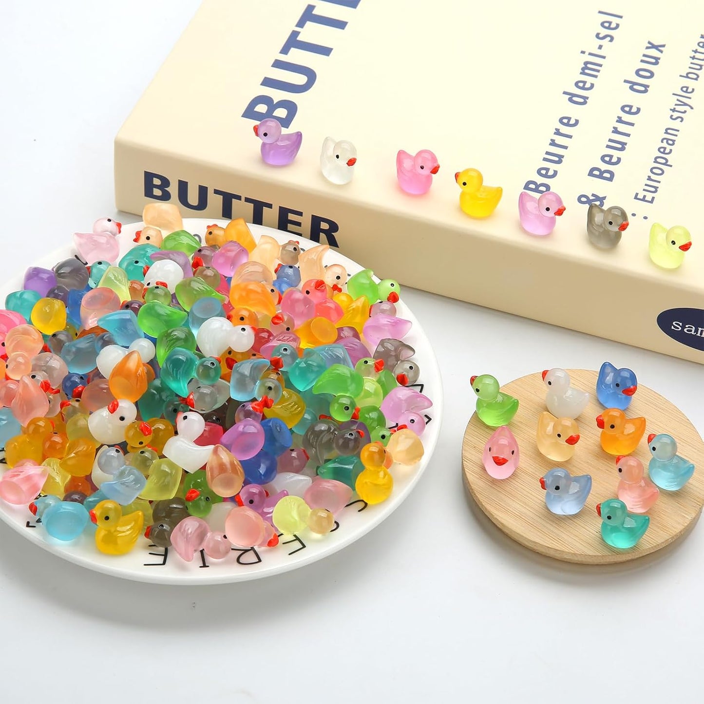 240pcs Luminous Mini Resin Ducks, Tiny Animals Bulk Glow in The Dark Small Plastic Miniature Ducks Figures for Dollhouse Decor Micro Garden Home Landscape Aquarium Craft Gifts Party Favors Toys