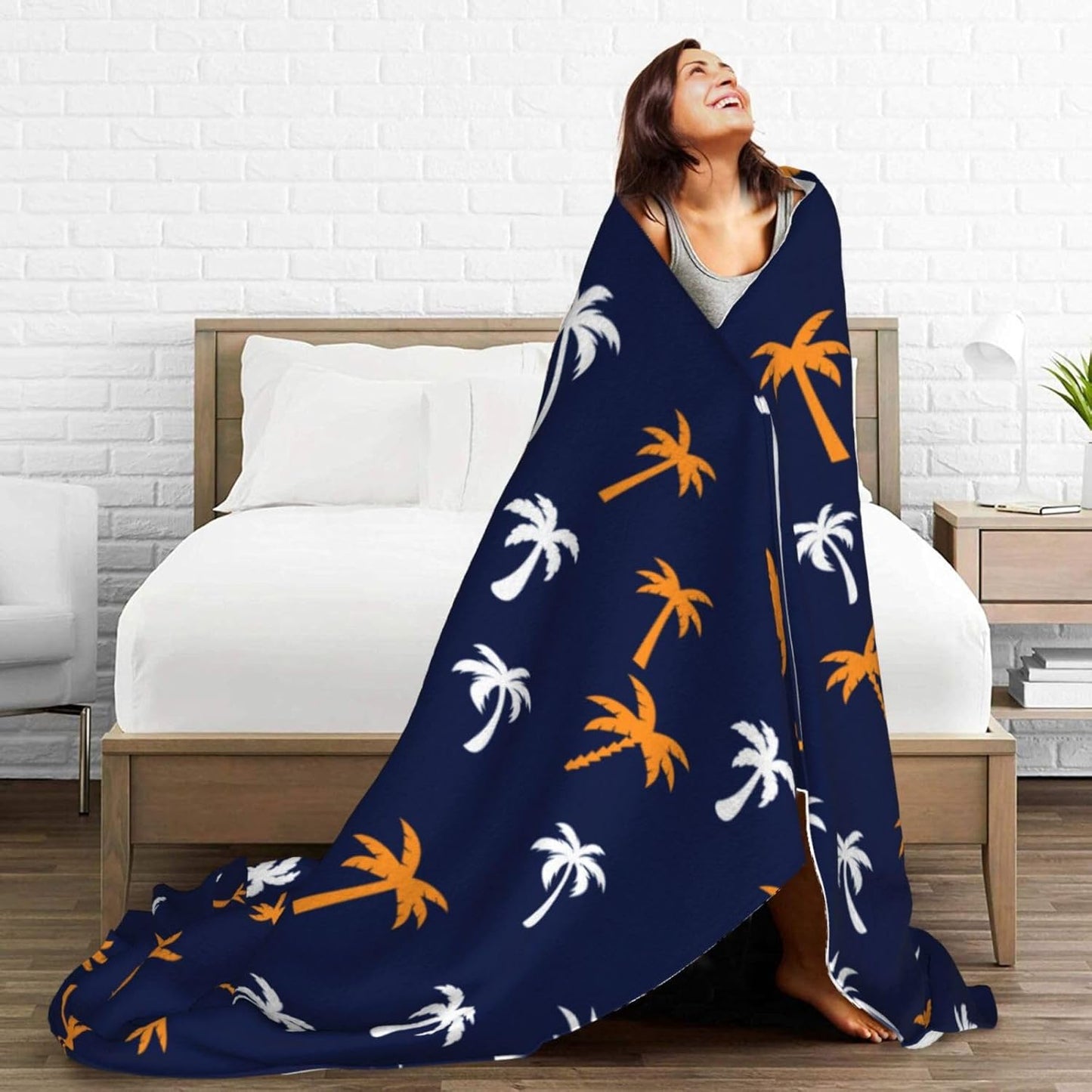 Coconut Palm Tree Throw Blankets All Season Ultra Soft Warm Summer Tropical Theme Fleece Blanket for Home Bed Sofa Couch Chair Outdoor Travel Camping 40x30 Inch