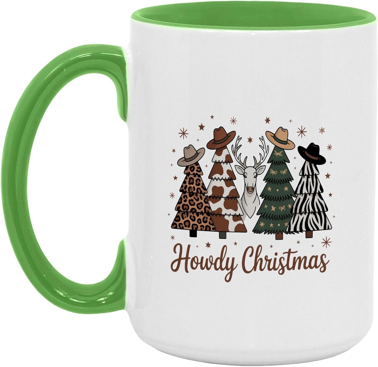 Funny Western Leopard Milk Cow Stripe Zebra Christmas Tree Two-Tone Accent Mugs, 11oz 15oz Drinking Cups, Kitchen Décor, Gifts For Book Lovers