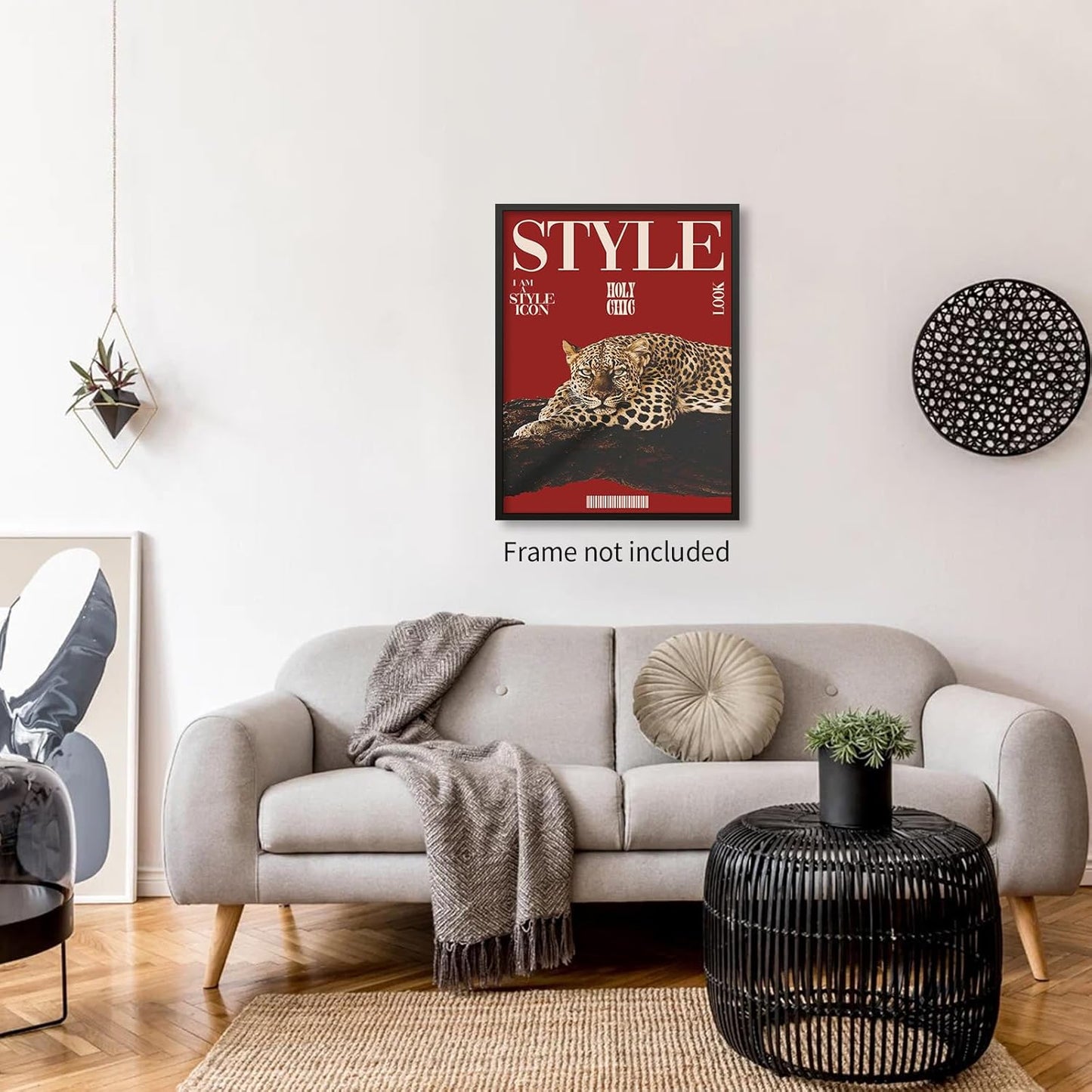 rumlud Red Cheetah Wall Art Vintage Trendy Cool Y2k Leopard Style Posters Funky Magazine Aesthetic Cover Canvas Prints for Living Room Bedroom Dorm Wall Decor 12X16 inch Unframed