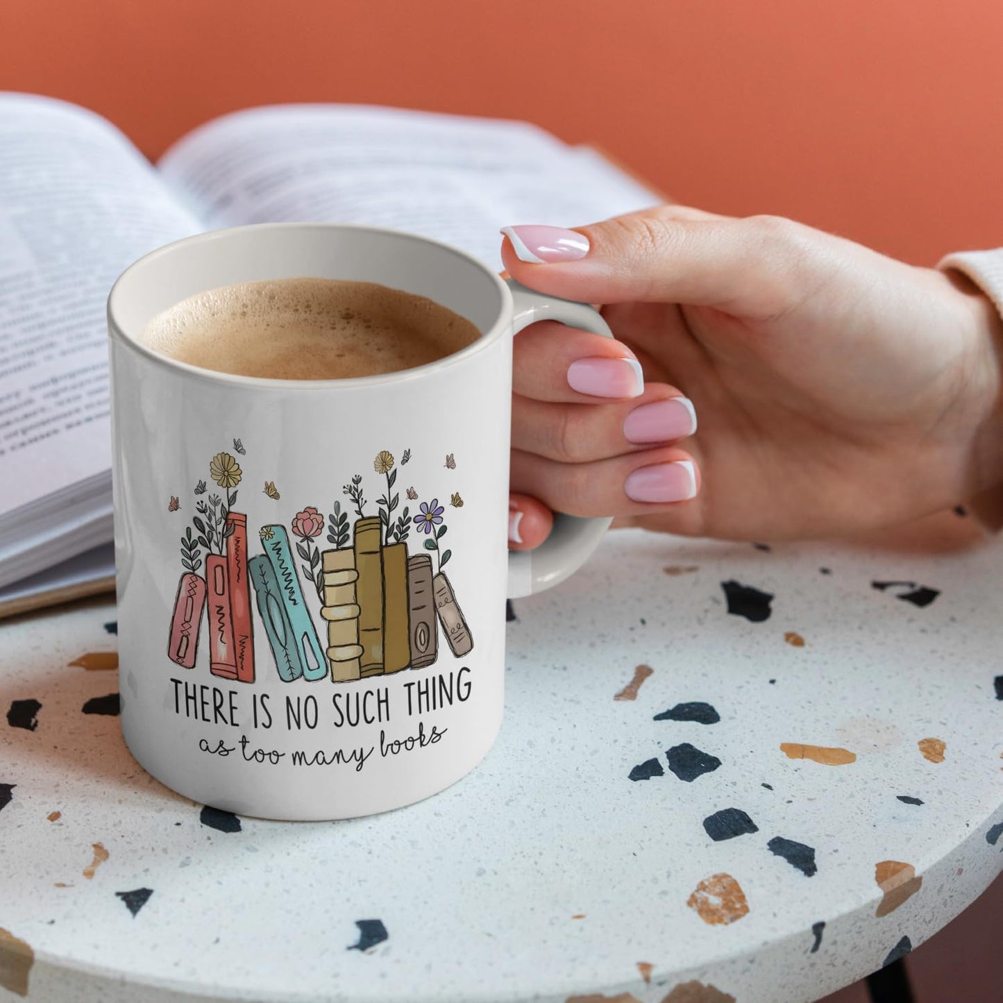Book Lovers Coffee Mug 11oz - Book Lovers Gifts for Women - Librarian Mug - There Is No Such Thing As Too Many Books - Bookish Gifts for Birthday Christmas Graduation Reader Mom Teacher Friends